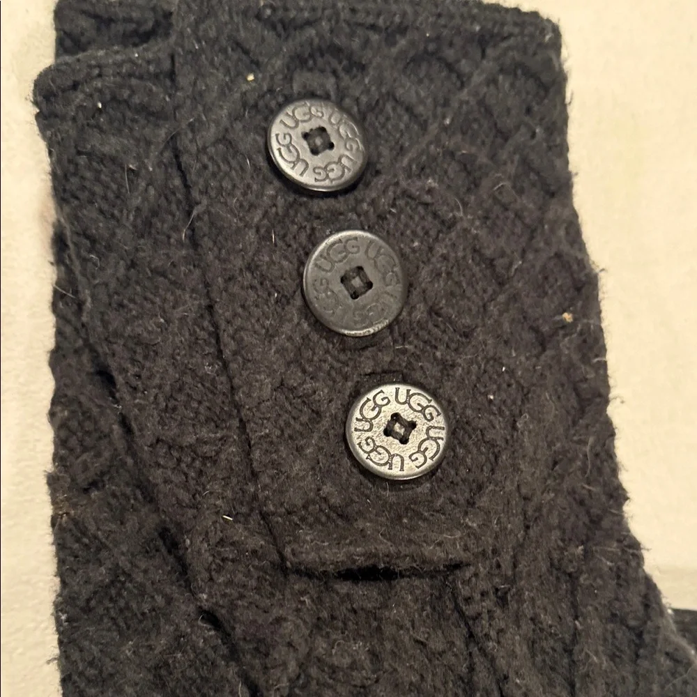 UGG Black Ankle Boots with Button Detail - Picture 6 of 9